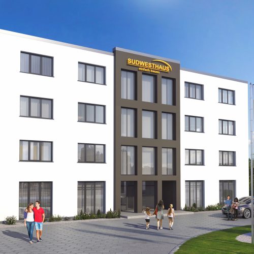 3D Architekturvisualisierung, Firmenzentrale, Bürogebäude.