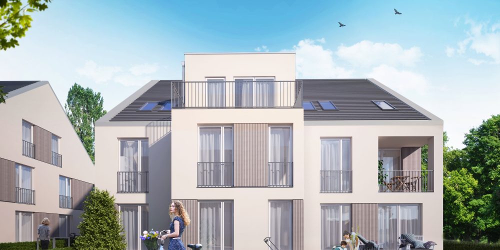 Architekturvisualisierung, Neubauprojekt, Mehrfamilienhaus, modern.