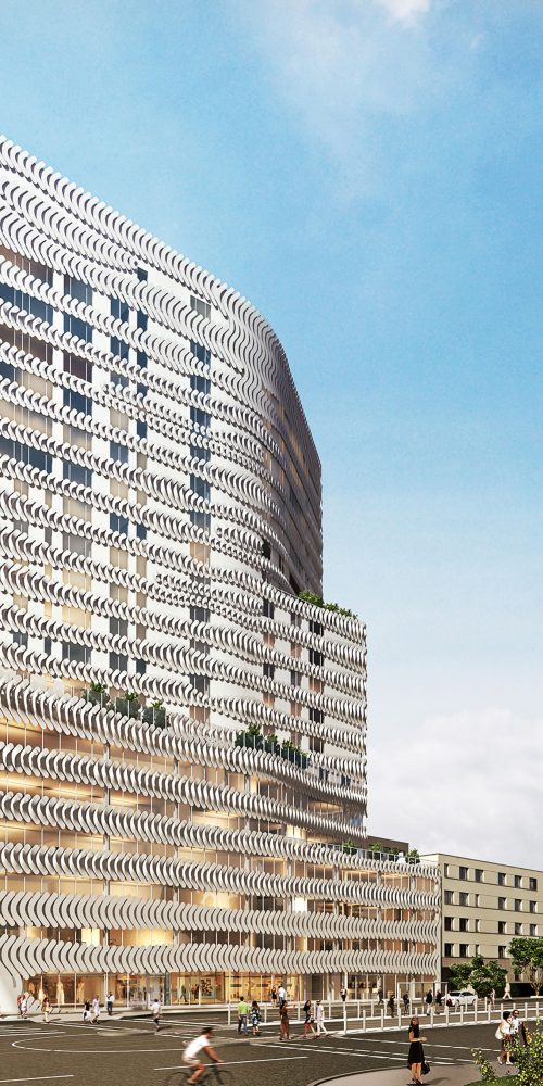 3D Architekturvisualisierung, Luxus Wohnhochhaus, J. Mayer H in Düsseldorf.