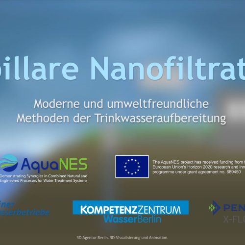 Übersichtsgrafik, zum Thema Abwasser Reinigung mittels kapillarer Nanofiltration. Berliner Wasserbetriebe, Aquanes und weitere.