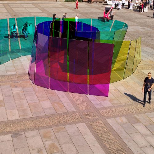 3D Visualisierung von einem geplanten Kunstwerk auf dem Gendarmenmarkt in Berlin.