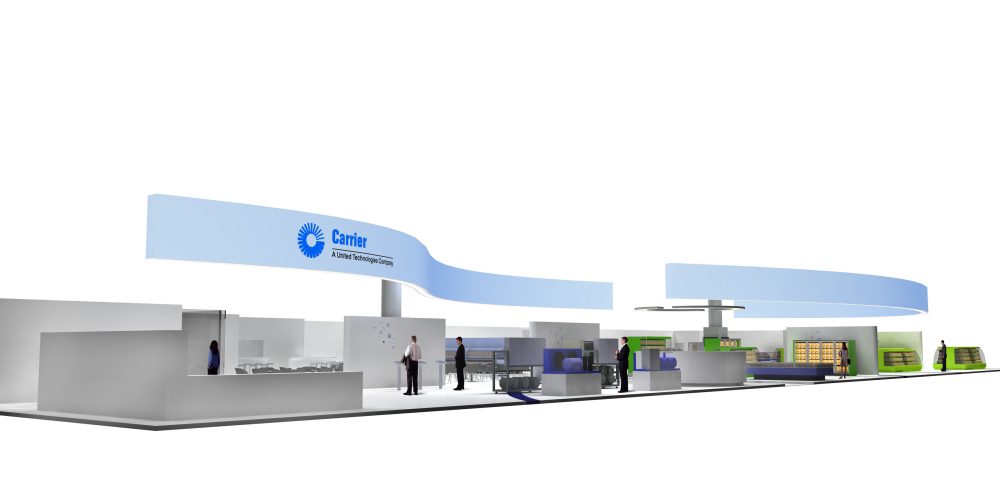 Messestand 3D Visualisierung, Carrier, Ansicht 01.