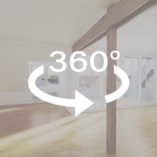 Standbild, 360° Panorama, moderne Dachgeschosswohnung ohne Möbel.