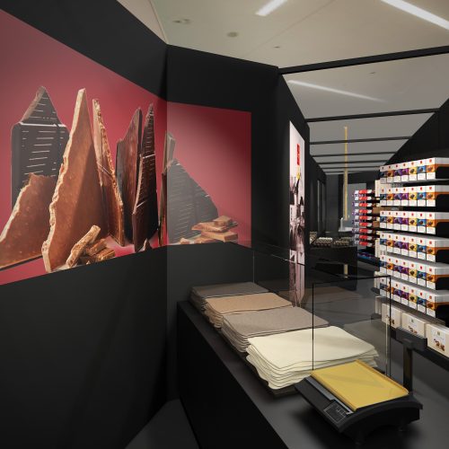 3D Visualisierung einer begehbaren Sonderfläche von Frey, Schweiz, in Shopping Mall, Blick in die Sonderfläche.